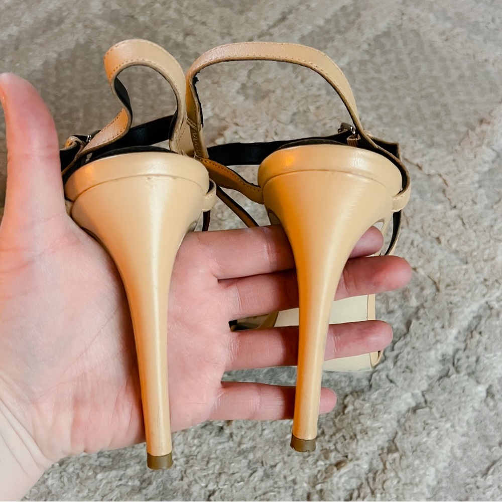 Rebecca Minkoff Nude Leather Strappy Stiletto Sandals Heels 9 - Picture 8 of 9